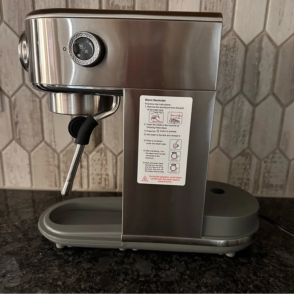 Unbranded Espresso Coffee Machine EM3111 Stainless Steel Powers On
